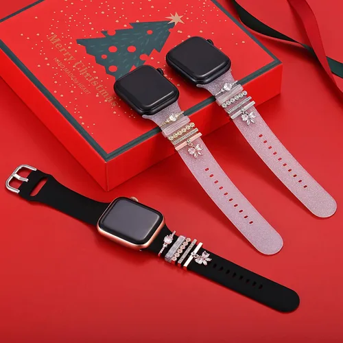 Miniatura 3 de Anillos de amor decorativos compatibles con Apple Watch de cuero de silicona de 1.77 pulgadas, 1.73 pulgadas, 1.65 pulgadas, 1.61 pulgadas, 1.57
