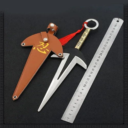 Miniatura 4 de QIDUDZ Namikaze Minato Kunai Yondaime, modelo de arma de 11.81 pulgadas, figura de acción de juguete de espada de metal ninja para regalo de niños