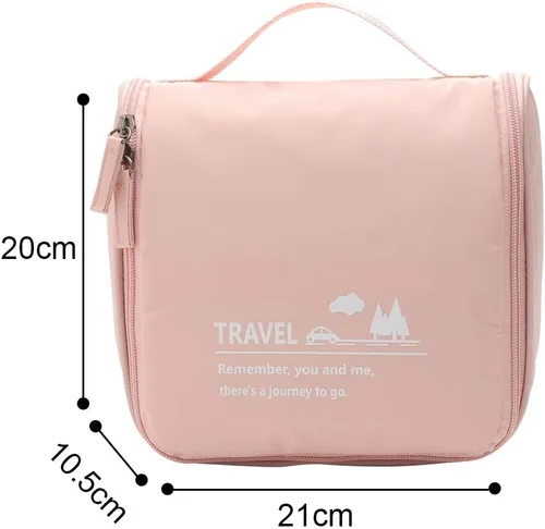Miniatura 2 de Bolsa de maquillaje de viaje, bolsa organizadora de artículos de tocador colgante ligera con gancho para cosméticos 2019 (rosa)