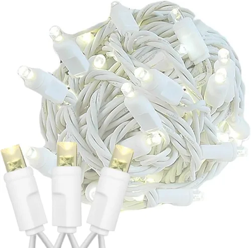 Miniatura 8 de Novelty Lights Guirnalda de luces de Navidad de 25 pies, 50 bombillas LED rosas en cable blanco, espacio de 6 pulgadas, iluminación conectable