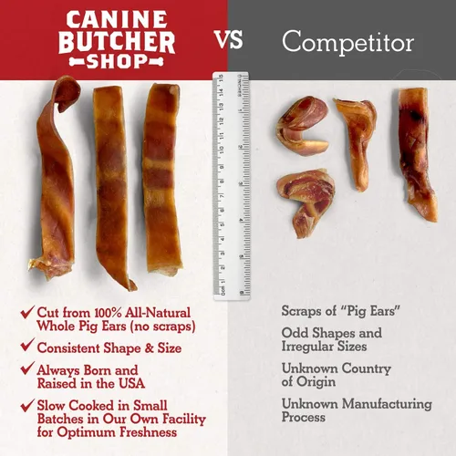 Miniatura 3 de Orejas de cerdo en tiras de Canine Butcher Shop para perros, fabricadas en EE. UU., orejas de cerdo en láminas de cerdo, naturales, golosinas