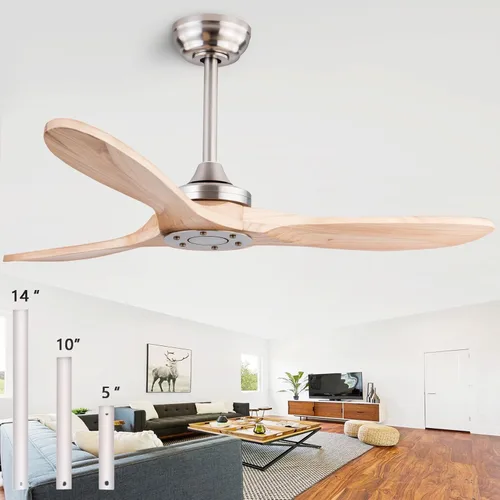 Miniatura 8 de QUTWOB Ventilador de techo de madera de 42 pulgadas con control remoto de luces, motor CC silencioso de 3 aspas para patio, sala de estar, Cuerpo