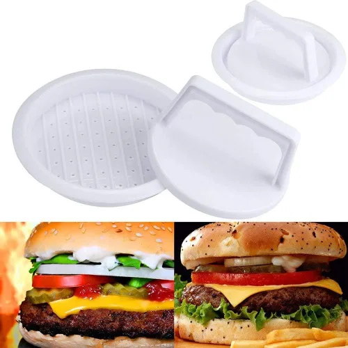Miniatura 2 de Prensa de hamburguesas de 2 piezas, prensa de hamburguesa de plástico, juego de prensa de carne para hacer hamburguesas