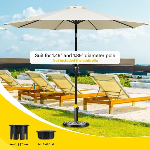 Miniatura 6 de YSSOA Base de sombrilla de mercado de 24.2 libras de 17.72 pulgadas, soporte redondo resistente para patio al aire libre, terraza, césped, jardín