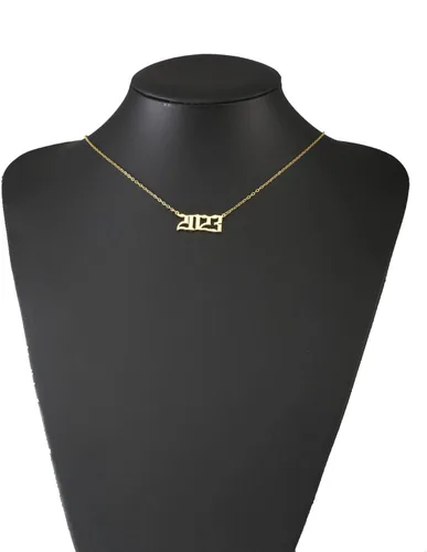 Miniatura 7 de Collar de acero inoxidable chapado en oro de 18 quilates con colgante de número de año de nacimiento y aniversario para mujeres y niñas