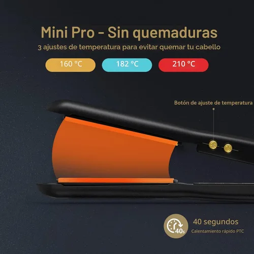 Miniatura 3 de Terviiix Mini plancha plana para cabello corto, temperatura ajustable, 1/2 pulgada, mini alisador de pelo de viaje de cerámica portátil