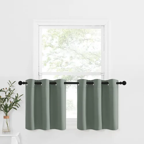 Miniatura 32 de NICETOWN Cortinas opacas de cocina para ventana sobre el fregadero, aislamiento térmico, decoración del hogar, pequeños niveles opacos con ojales