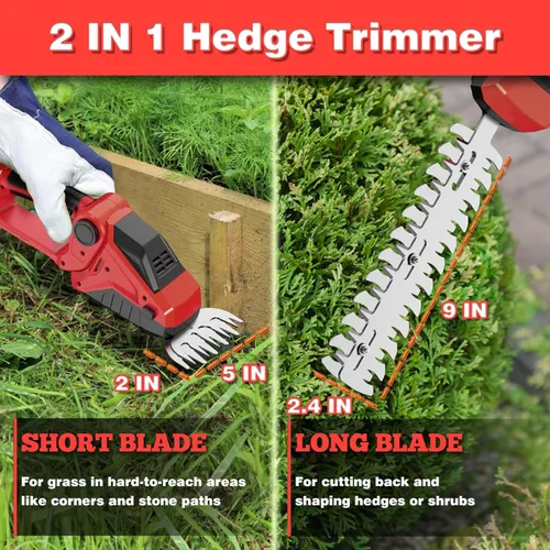 Miniatura 7 de Cortasetos inalámbrico para batería Milwaukee M18 (sin batería), mini tijeras de césped inalámbricas de 2200 RPM, cortasetos eléctrico de mano 2