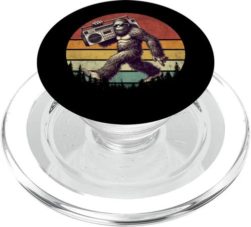 Miniatura 7 de Funny Retro Bigfoot Boombox 80s Hip Hop Sasquatch Vintage PopSockets Adhesive PopGrip