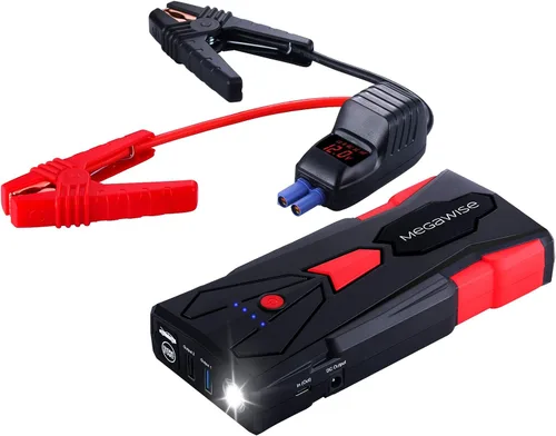 Miniatura 4 de MEGAWISE Arrancador de batería de coche de 1500A pico 16800mAh (hasta motores de gasolina de 7L o diésel de 5L), energía portátil de 12V con salidas
