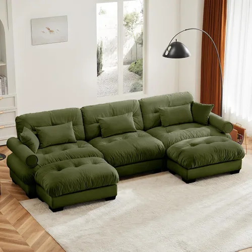 Miniatura 92 de Otomana beige para sofá modular modular, sofá individual, asiento otomano para sofá modular convertible, sofás de terciopelo para sala de estar