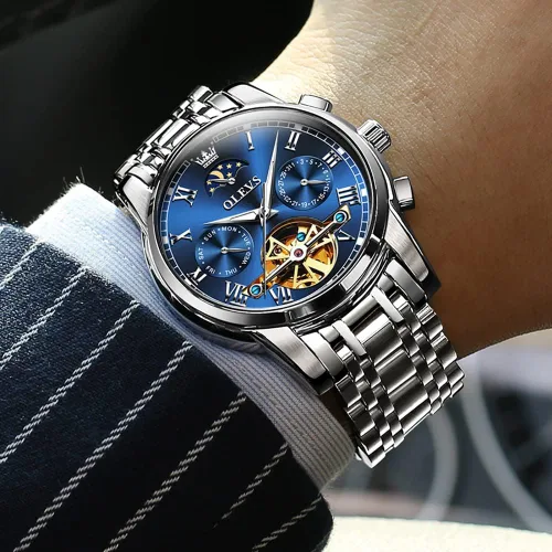 Miniatura 74 de OLEVS Relojes automáticos para hombre, esqueleto mecánico, de lujo, a la moda, reloj de pulsera luminoso impermeable