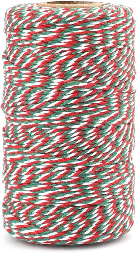 Miniatura 14 de jijAcraft Cordel de Hilo Blanco y Negro, 328 Pies de Cordel de Panaderos de Navidad, Cuerda de Empaque Resistente de 2MM para Manualidades DIY