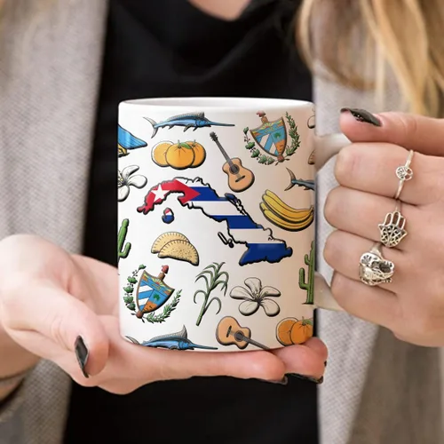 Miniatura 4 de Lotacy Taza de café con símbolos de Cuba con bandera de mapa, taza de cerámica de bandera cubana de 11 onzas, recuerdo de Cuba y regalos, idea