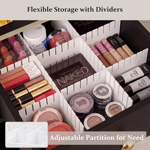 Miniatura 5 de Makeup Organizer Cart, Rolling Floor Skincare Organizer and Storage with 2 Wooden Drawers, Cosmetics Display Cases Holder for Skin Care Perfume Hair