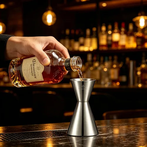 Miniatura 4 de Homestia Jigger doble de acero inoxidable, taza medidora de cóctel de 1 oz a 2 onzas con marcas precisas, jigger profesional de barman con guía