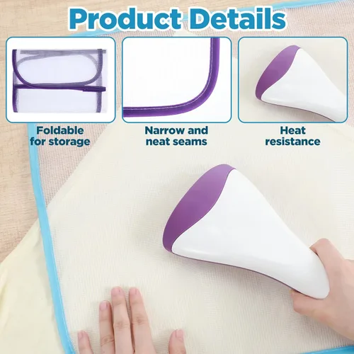 Miniatura 4 de 2 piezas de paño de prensado para tapete de planchado, paño de planchado para proteger la ropa, protector de malla para proteger la ropa