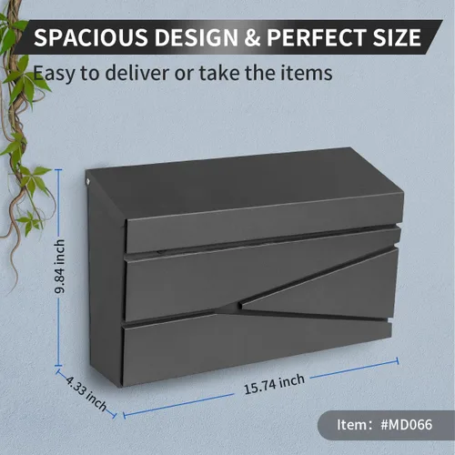 Miniatura 2 de Ydocabinit Buzón de montaje en pared, buzón de gran capacidad para casa, caja de correo metálica de acero galvanizado a prueba de óxido, buzones