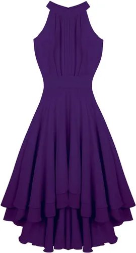 Miniatura 6 de Fldy Vestido formal de gasa sin mangas para mujer, vestido de fiesta de cóctel, vestido de dama de honor