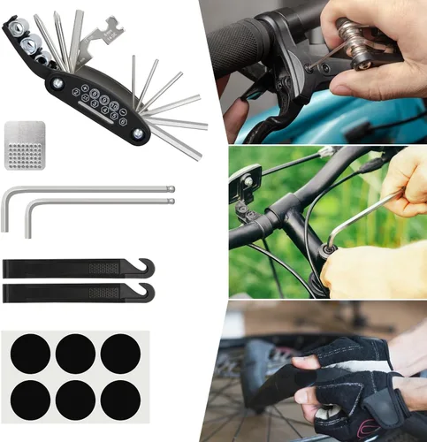 Miniatura 7 de Kit de Reparación de Bicicleta, Bolsa de Reparación de Bicicleta con Bomba de Neumáticos, Kit de Herramientas de Bicicleta para Viajes de Camping