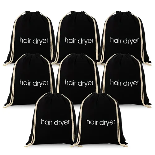Miniatura 5 de 3, 6, 8 bolsas para secador de pelo, bolsa con cordón, bolsa para secador de pelo para viaje y baño (3 unidades, negro)