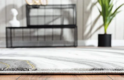 Miniatura 6 de Abani Rugs - Alfombra contemporánea granito gris y dorado de 4 x 6 pies, diseño de remolino de mármol, alfombra de comedor que no desprende pelusa