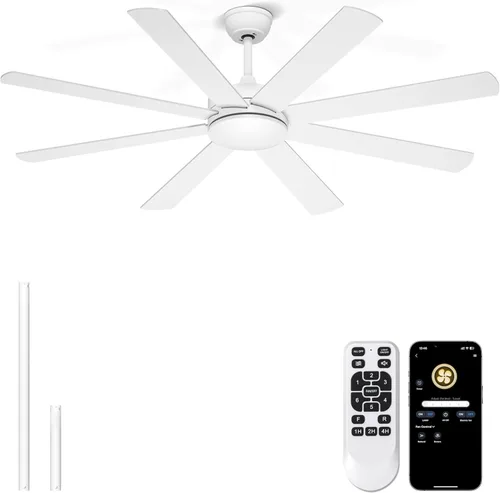 Miniatura 11 de Ventiladores de techo de 60 pulgadas con luces – Moderno ventilador de techo negro con control remoto/aplicación, regulable, silencioso ventilador