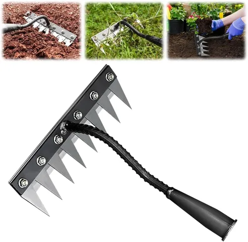 Miniatura 10 de Herramienta de desbrozadora manual de jardinería desmontable, removedor manual de garras, rastrillo extractor de malezas, herramienta