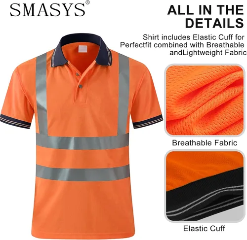 Miniatura 5 de SMASYS Polo de Seguridad Alta Visibilidad Naranja