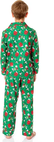 Miniatura 2 de INTIMO Peanuts - Conjunto de pijama con botones para niños, diseño de Snoopy Charlie Brown para las fiestas