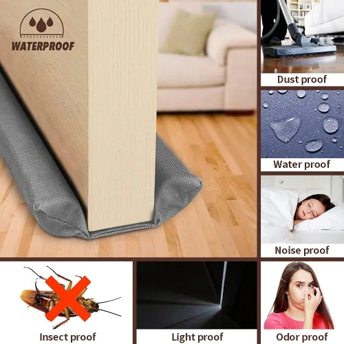 Miniatura 6 de Topes dobles para puertas impermeables, ajustables de 30" a 36", protectores de corrientes de aire, bloqueador de ruido, bloqueador de brisas