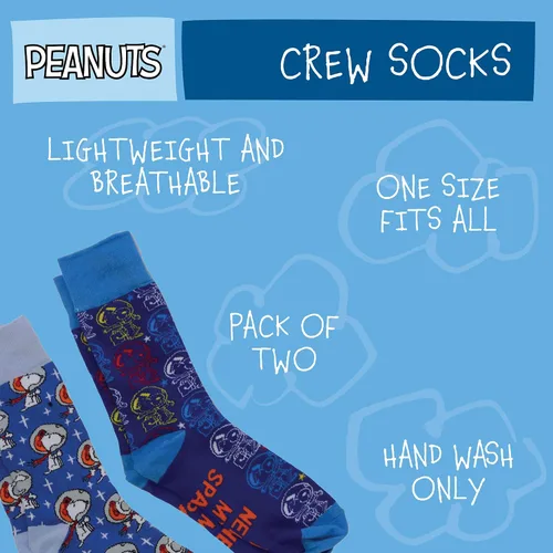 Miniatura 6 de Concept One Calcetines unisex para adultos Peanuts Snoopy Astronaut, azul, talla única de EE. UU, Azul Patchwork, talla única