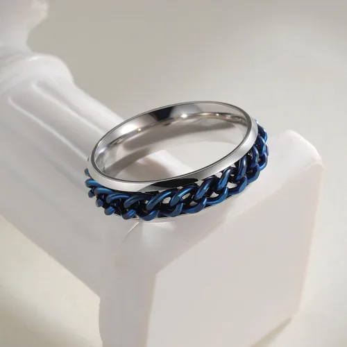 Miniatura 77 de Anillos giratorios para la ansiedad para hombre, anillos clásicos de cadena para mujeres y adultos, anillo de acero de titanio
