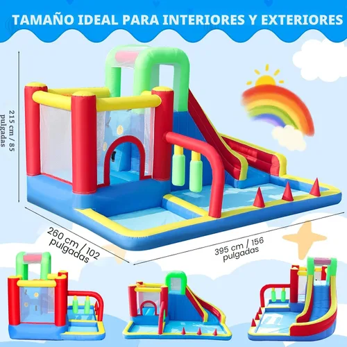 Miniatura 5 de Casa Inflable, Casa Inflable Saltarina para Niños, Castillo Saltarín 8 en 1 con Soplador, Casa Saltarina para Niños con Tobogán para Interiores