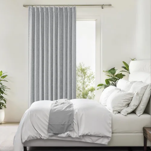 Miniatura 35 de Central Park Paneles de cortinas plisadas opacas con textura de lino, con aislamiento térmico y pestaña trasera, para sala de estar o dormitorio