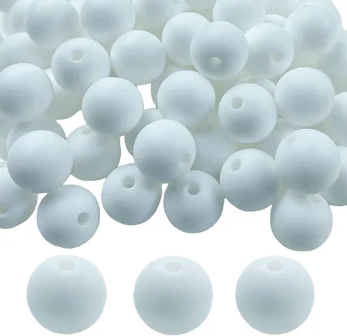 Miniatura 52 de Cuentas de silicona, 70 cuentas redondas de silicona de 0.472 pulgadas para hacer llaveros, pulseras, collares, aretes, joyas, manualidades (azul)