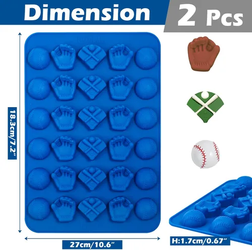 Miniatura 3 de Webake El Molde Original de Silicona para Chocolate de Béisbol para Chocolate, Dulces, Decoraciones de Cupcakes, 30 Cavidades en Forma de Softball