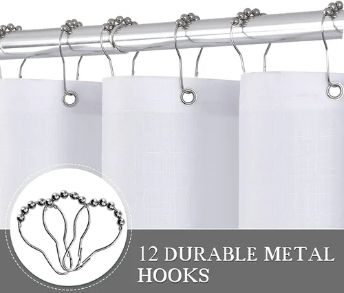 Miniatura 4 de Cortina de ducha para compartimento pequeño negra para hombres, 36 pulgadas de ancho, juego de cortinas de baño gris, cortinas geométricas estrechas