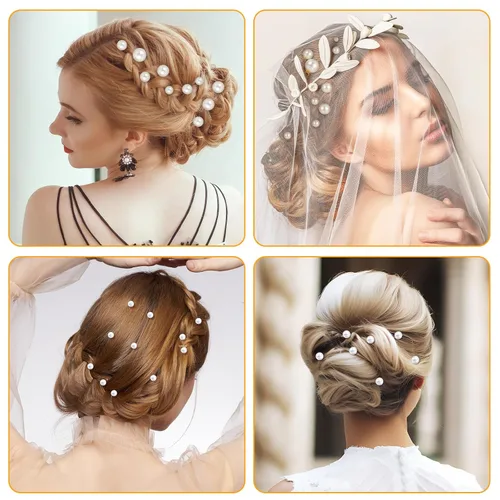 Miniatura 3 de 18 piezas de accesorios para el cabello de novia, perlas de boda, pasadores de pelo en forma de U, clips de perlas para novia, dama de honor