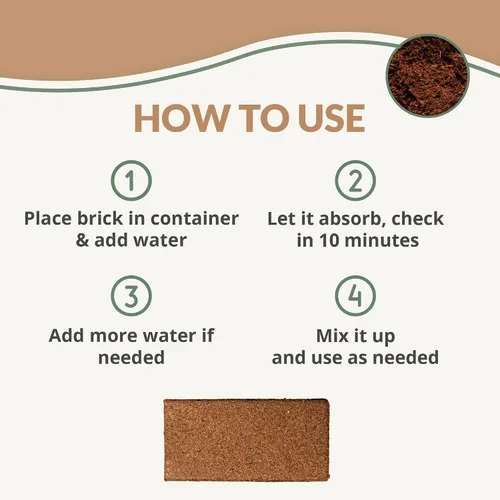 Miniatura 3 de Ladrillo de coco (650 gm) + polvo Myco Bliss (7.05 oz) – Fibra de coco orgánica para plantas y micorrizas para plantas – Inoculante de hongos