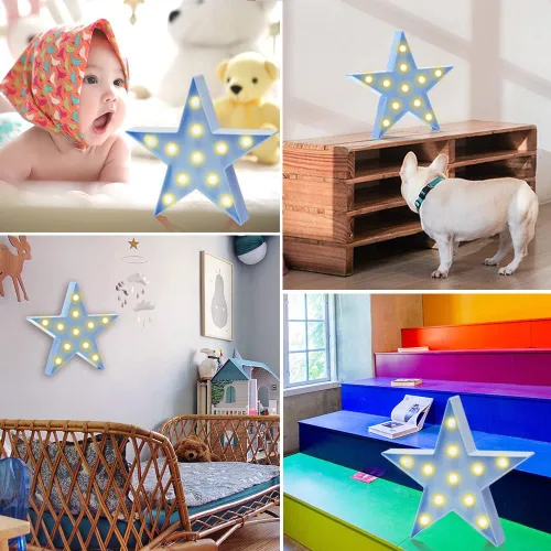 Miniatura 4 de Luz nocturna LED de marquesina, funciona con pilas, lámpara de mesa de escritorio en forma de estrella para niños, bebé, niño, regalo de niña, Azul