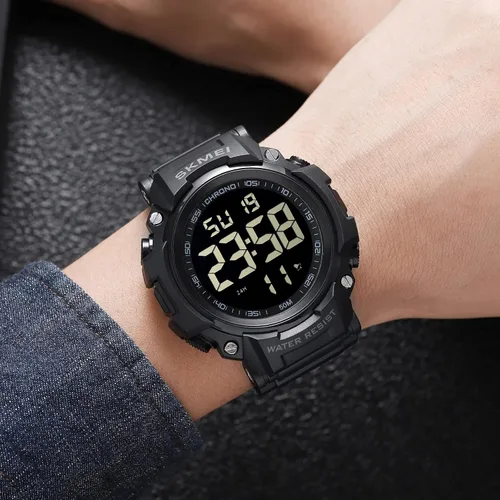 Miniatura 5 de Fanmis Reloj digital digital multifunción para hombre, electrónico, impermeable, con alarma, reloj deportivo de cuarzo, Azul Patchwork