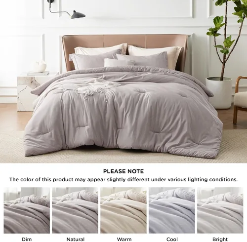 Miniatura 305 de Bedsure Juego de edredón Twin/Twin XL, ropa de cama suave beige para todas las estaciones, juego de cama teñido catiónico, 2 piezas, 1 edredón