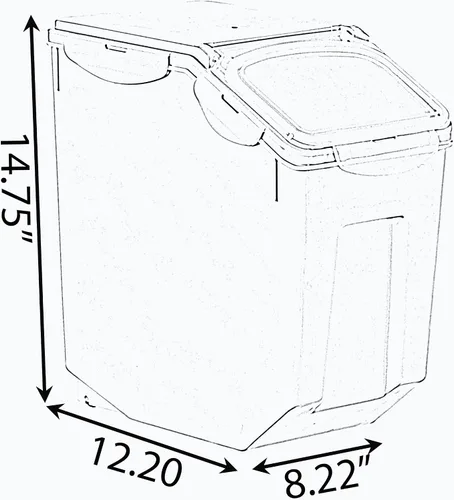 Miniatura 6 de Basicwise QI004138L.2 - Juego de 2 recipientes de plástico blanco para almacenar alimentos, con una taza medidora y ruedas, grande
