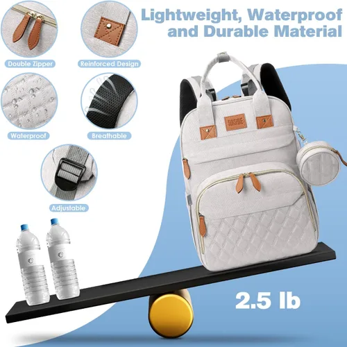 Miniatura 5 de JSTPRO Mochila para pañales, bolsa de pañales grande con cambiador, regalos para nuevas madres, bolsa de pañales unisex ligera e impermeable