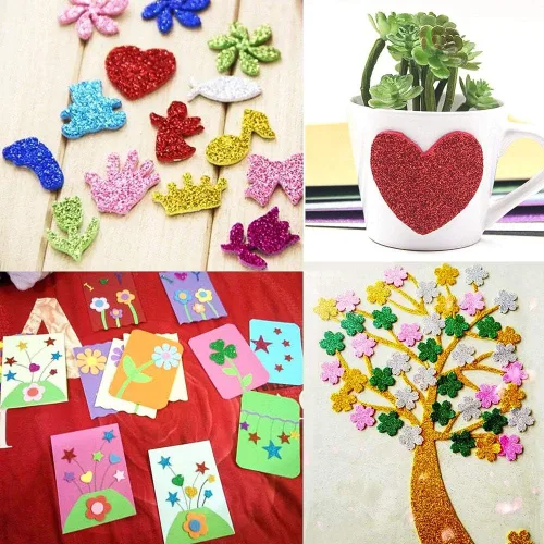 Miniatura 3 de Hojas de espuma con purpurina autoadhesivas de 8 x 12 pulgadas, papel trasero de 10 unidades para actividades de manualidades infantiles, cortadores