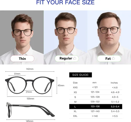 Miniatura 4 de BLUEMOKY Gafas de lectura para hombres y mujeres: Gafas clásicas redondas con filtro de luz azul - Gafas de lectura para computadora C01 Negro
