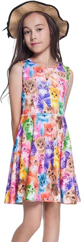 Miniatura 7 de Jxstar Vestidos de flores a juego para niñas y muñecas, sin mangas, verano, 18 pulgadas, ropa para muñecas