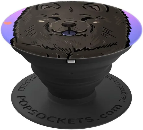 Miniatura 4 de PopSockets - Agarre y soporte para teléfonos y tabletas, diseño de cachorro, color negro, Negro