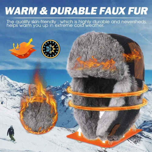 Miniatura 22 de Comhats Gran XL Trapper Trooper Caza Cálido Oído Solapa Rusia Ushanka Invierno Esquí Clima Frío Bombardero Sombreros para Hombres